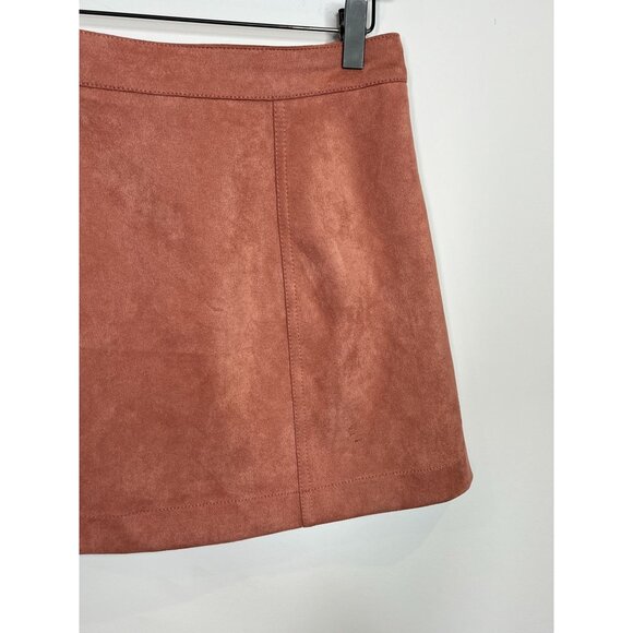 Forever 21 Skirt Womens Sz 25 0 XS Mini Faux Suede Pink Button Down Fall Casual - Picture 7 of 13